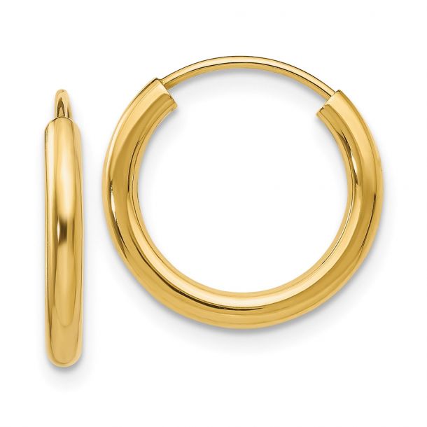 Jewel Tie 14k Yellow Gold Oval Hoop Earrings 4mm x 10mm
