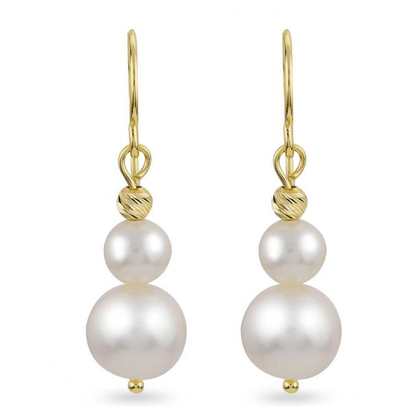 14k Yellow Gold Freshwater Cultured Pearl Beaded Earrings 14k Yellow Gold Freshwater Cultured Pearl Beaded Earrings