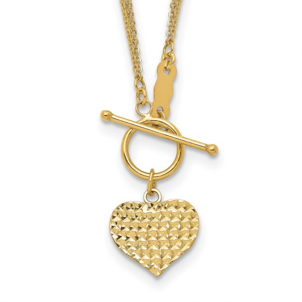Yellow Gold Heart Toggle Necklace 