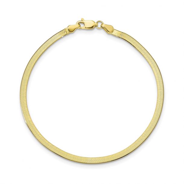 Yellow Gold Herringbone Chain Bracelet 