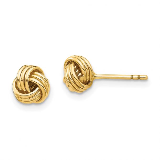 14k Yellow Gold Ball Spiral Diamond-Cut Textured Stud Post Earrings Push backs 