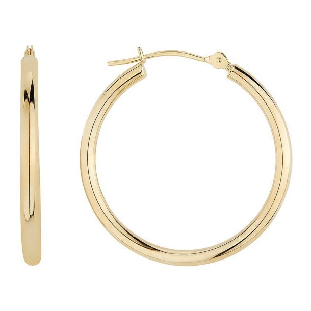 2mm x 40mm Jewel Tie 14k Yellow Gold Tube Hoop Earrings