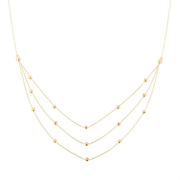 Yellow Gold Triple Layered Beaded 