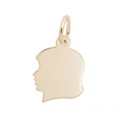 10k Yellow Gold Flat Young Girl's Head Charm