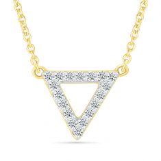 1/10ctw Diamond Triangle Yellow Gold Pendant Necklace