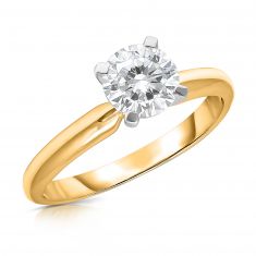1 1/2ct Round Lab Grown Diamond Solitaire Yellow Gold Engagement Ring