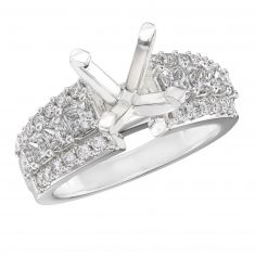 1 1/2ctw Diamond Princess and Round White Gold Engagement Ring Setting | Design Collection