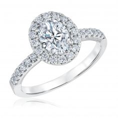 1 1/2ctw Oval Diamond Halo White Gold Engagement Ring | Couture