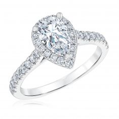 1 1/2ctw Pear-Shaped Lab Grown Diamond Halo White Gold Engagement Ring