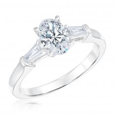 1  1/4ctw Oval and Tapered Baguette Lab Grown Diamond White Gold Engagement Ring | Econic