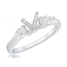 1/2ctw Pear-Shaped Diamond Three-Stone White Gold Engagement Ring Setting