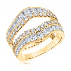 1 3/4ctw Round Diamond Double Row Yellow Gold Curved Guard | Glow Collection
