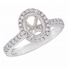1/3ctw Diamond Oval Halo White Gold Engagement Ring Setting | Design Collection