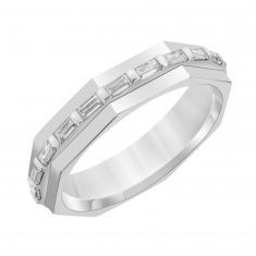 1/4ctw Baguette Diamond White Gold Faceted Couples' Wedding Band | 5mm | ONE Collection