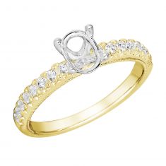 1/4ctw Diamond Milgrain Accent Yellow Gold Engagement Ring Setting