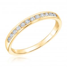 1/4ctw Round Diamond Channel Set Yellow Gold Wedding Band | Embrace Collection