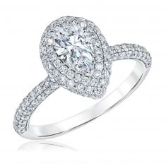 1 5/8ctw Pear Diamond Pavé Halo White Gold Engagement Ring | Couture