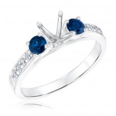 1/5ctw Diamond and Blue Sapphire Three-Stone White Gold Engagement Ring Setting