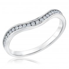 1/5ctw Round Diamond Curved White Gold Wedding Band | Embrace