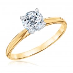 1ct Round Diamond Solitaire Yellow Gold Engagement Ring