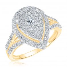 1ctw Pear Diamond Composite Halo Yellow Gold Engagement Ring | Harmony