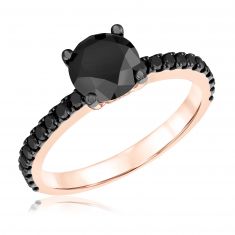 2  1/3ctw Round Treated Black Diamond Rose Gold Engagement Ring | Blush