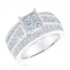 2 5/8ctw Diamond Princess Quad White Gold Multi Row Engagement Ring | Harmony