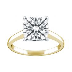2ct Cushion Diamond Yellow Gold Solitaire Engagement Ring | Custom Made