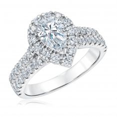2ctw Diamond Halo Pear White Gold Engagement Ring | Couture