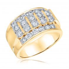 2ctw Lab Grown Diamond Multi-Row Yellow Gold Ring | Men's