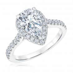 2ctw Pear-Shaped Lab Grown Diamond Halo White Gold Engagement Ring