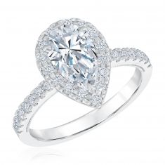 2ctw Pear Lab Grown Diamond Halo White Gold Engagement Ring | Chemistry