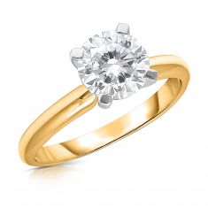 3ct Round Lab Grown Diamond Solitaire Yellow Gold Engagement Ring