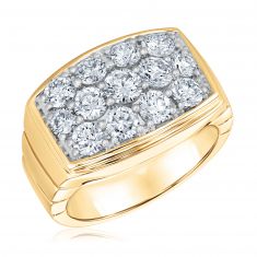 3ctw Round Lab Grown Diamond Yellow Gold Ring | Men's