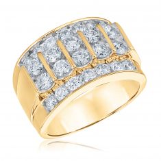 3ctw Round Lab Grown Diamond Yellow Gold Ring | Men's