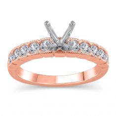 5/8ctw Round Diamond Vintage-Inspired Rose Gold Semi-Mount Engagement Ring | Design