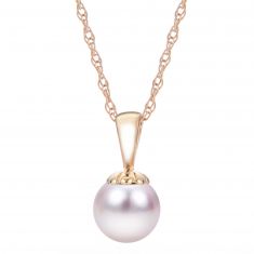 6-6.5mm Akoya Cultured Pearl  Pendant Necklace, Yellow Gold