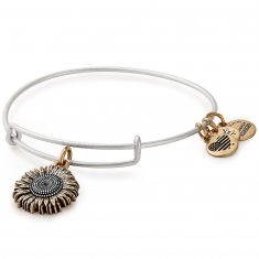 Alex And Ani Sunflower Two Tone Charm Bangle Bracelet Rafaelian Silver And Gold Finish Reeds Jewelers