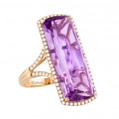 BELLARRI Amethyst and 3/8ctw Diamond Rose Gold Ring | Silk Road