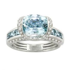 BELLARRI Aquamarine and 1/3ctw Diamond White Gold Ring | Aqua