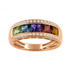 BELLARRI Multi Gemstone and 1/6ctw Diamond Rose Gold Ring | Eternal Love