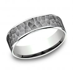 Benchmark Hammered Grey Tantalum and White Gold Comfort Fit Band | 6.5mm