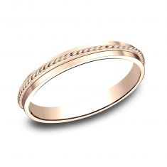 Benchmark Rose Gold Rope Center Band, 2mm