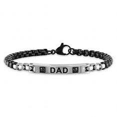 Black Sapphire Black Ion-Plated Stainless Steel Dad ID Bracelet | 6mm | 8.5 Inches | Men's
