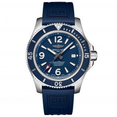 Breitling Superocean Automatic 44 Stainless Steel Blue Rubber Strap Watch A17367D81C1S2