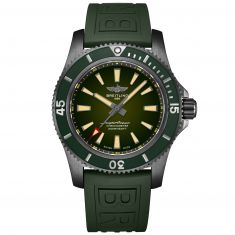 Breitling Superocean Automatic 46 Black Steel Limited Edition Green Rubber Strap Watch | M173681A1L1S1