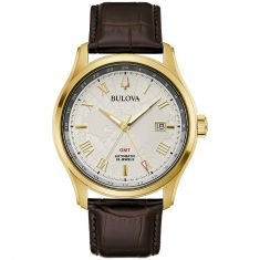Bulova Classic Wilton GMT Automatic Brown Leather Strap Watch | 43mm | 97B210