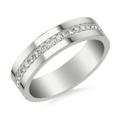 Diamond Center Row White Gold Couples' Wedding Band | 5mm | ONE Collection