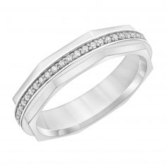 Diamond White Gold Faceted Eternity Couples' Wedding Band | 4.5mm | ONE Collection