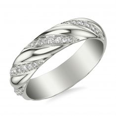 Diamond White Gold Twist Couples' Wedding Band | 6mm | ONE Collection